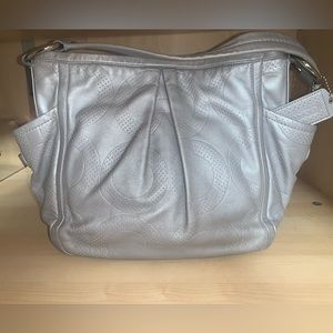 Silver Coach Leather Logo Purse New with Tags